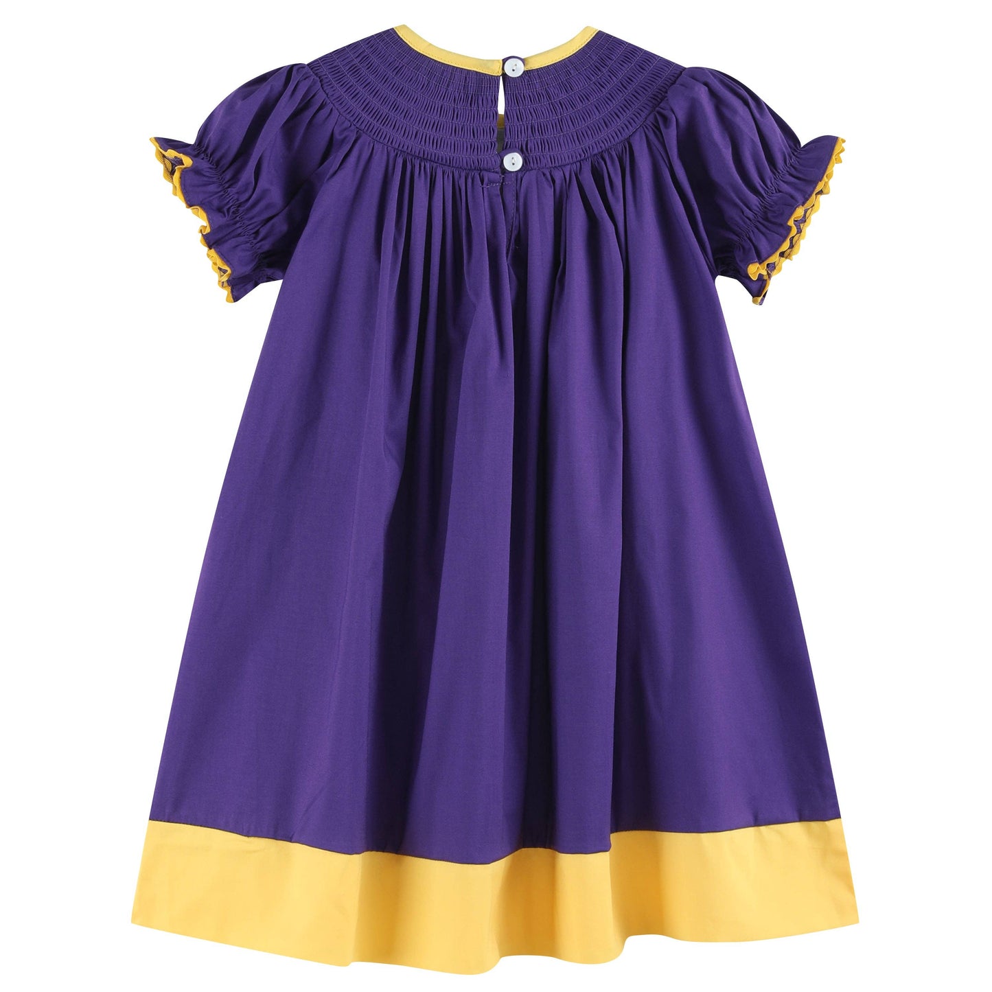 Purple and Gold Football Smocked Dress