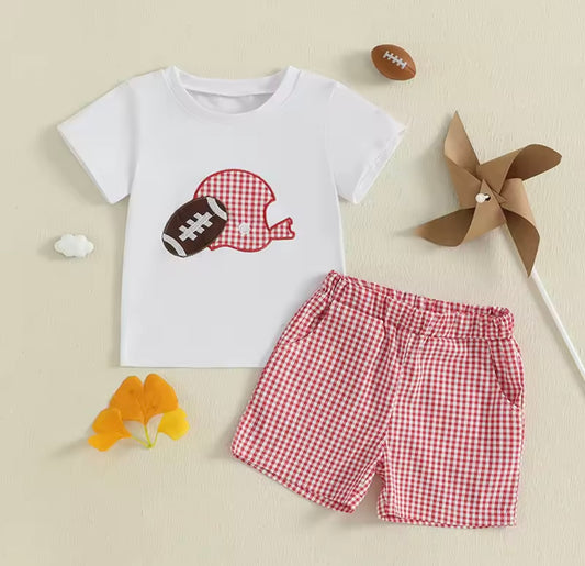 Red Football Helmet Short Set