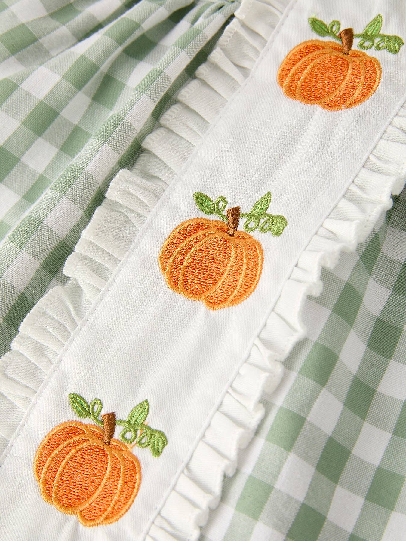 Fall Applique Plaid Bloomers Romper Set