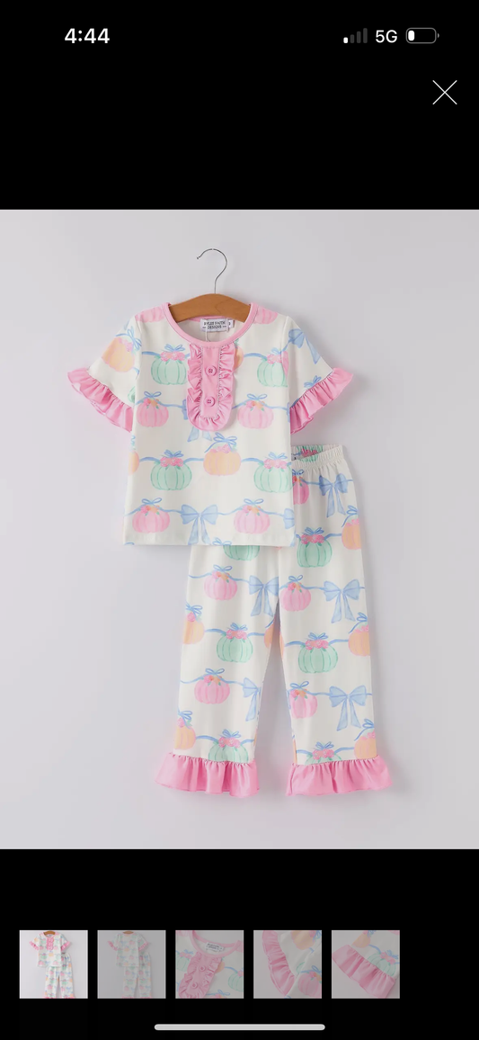 Pumpkin bamboo Ruffled Pajamas