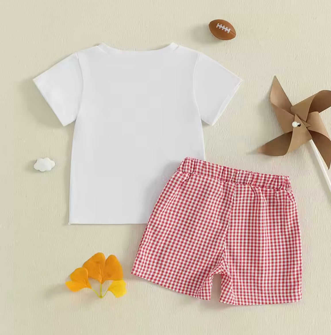 Red Football Helmet Short Set