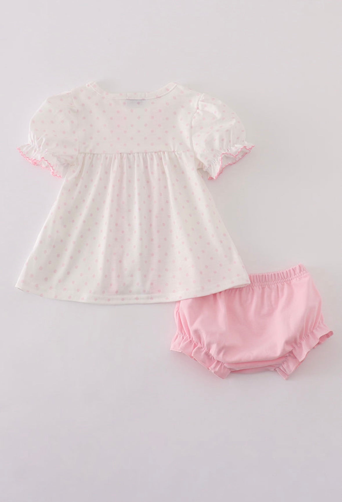 Pink Bow Embroidery dot bloomer set