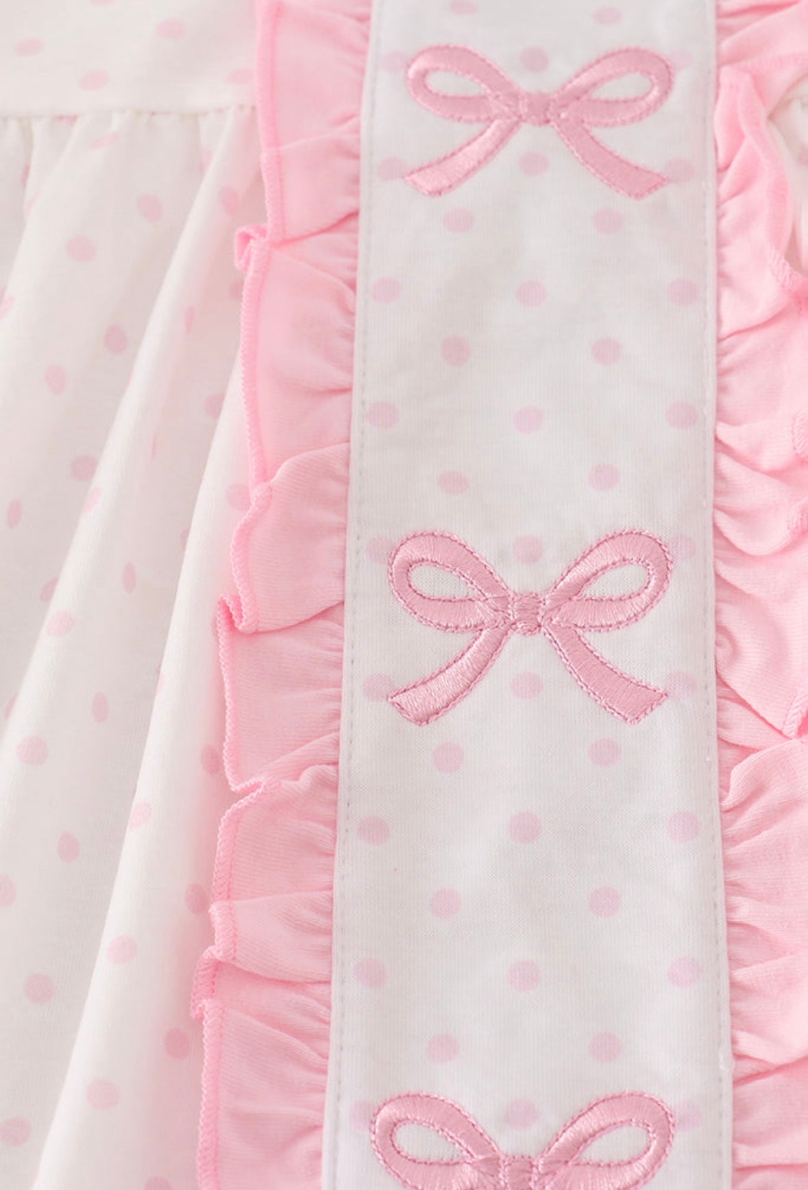 Pink Bow Embroidery dot bloomer set